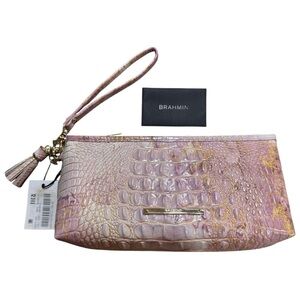 Brahmin Kayla Lilac Melbourne Croc Embossed Clutch Wristlet NWT + Reg Card